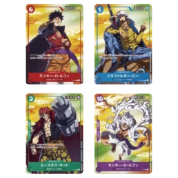 Set Complet Promo 7Eleven - One Piece Card Game - Luffy Gear 5/Trafalgar Law/Luffy Onigashima/Eustass Kidd
